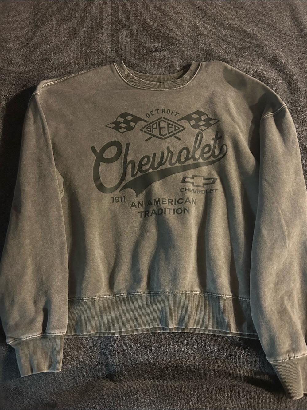 Chevrolet Crewneck Sweatshirt in Faded Olive Green